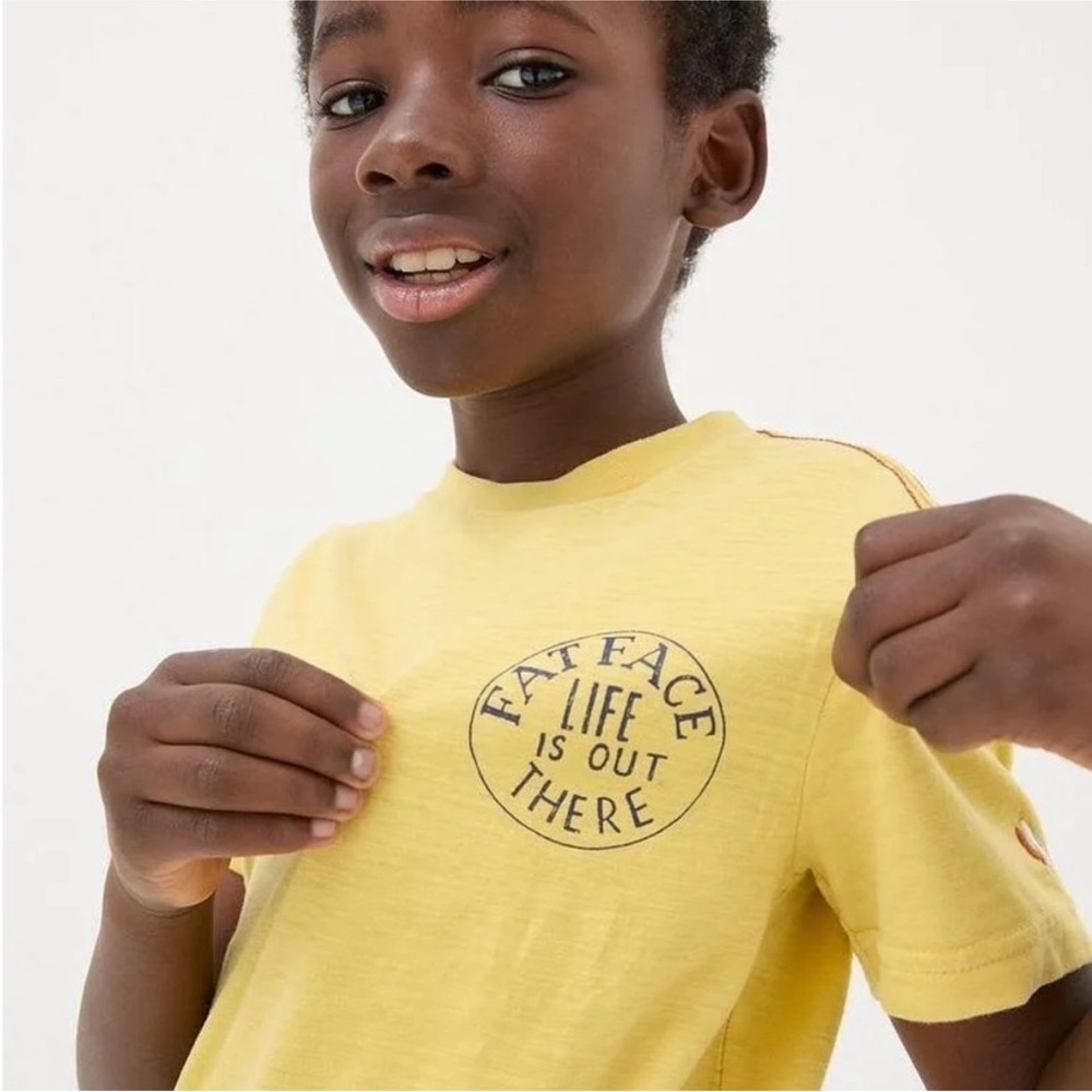 Fat Face Yellow Short Sleeve Tee